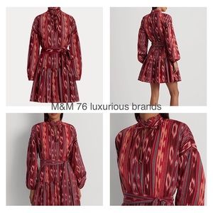 Ralph Lauren Geo-Stripe Belted Cotton Voile Dress